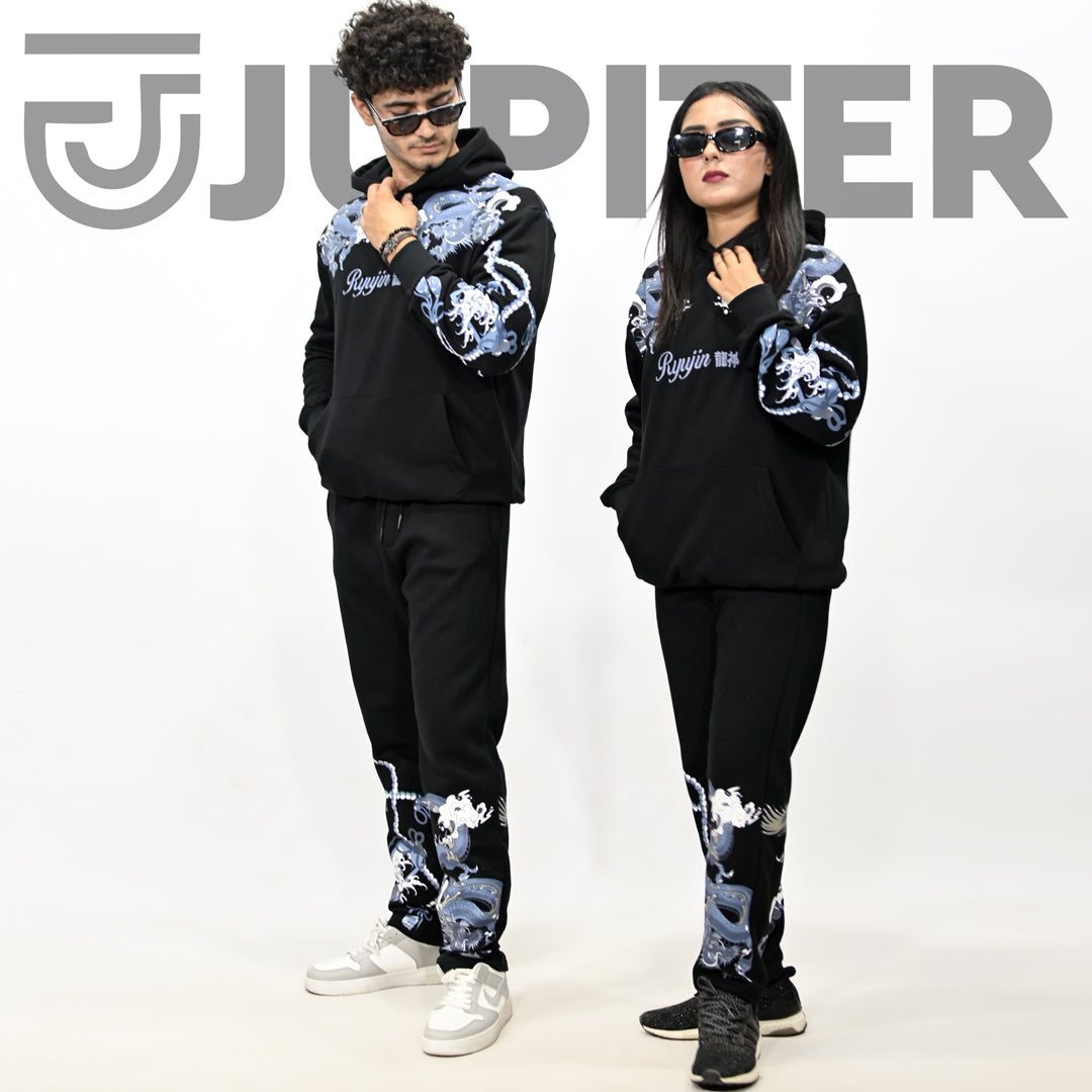 Jupiter Oversized Ember Dragon X Ryujin Vougue Fleece Trackpair For Unisex