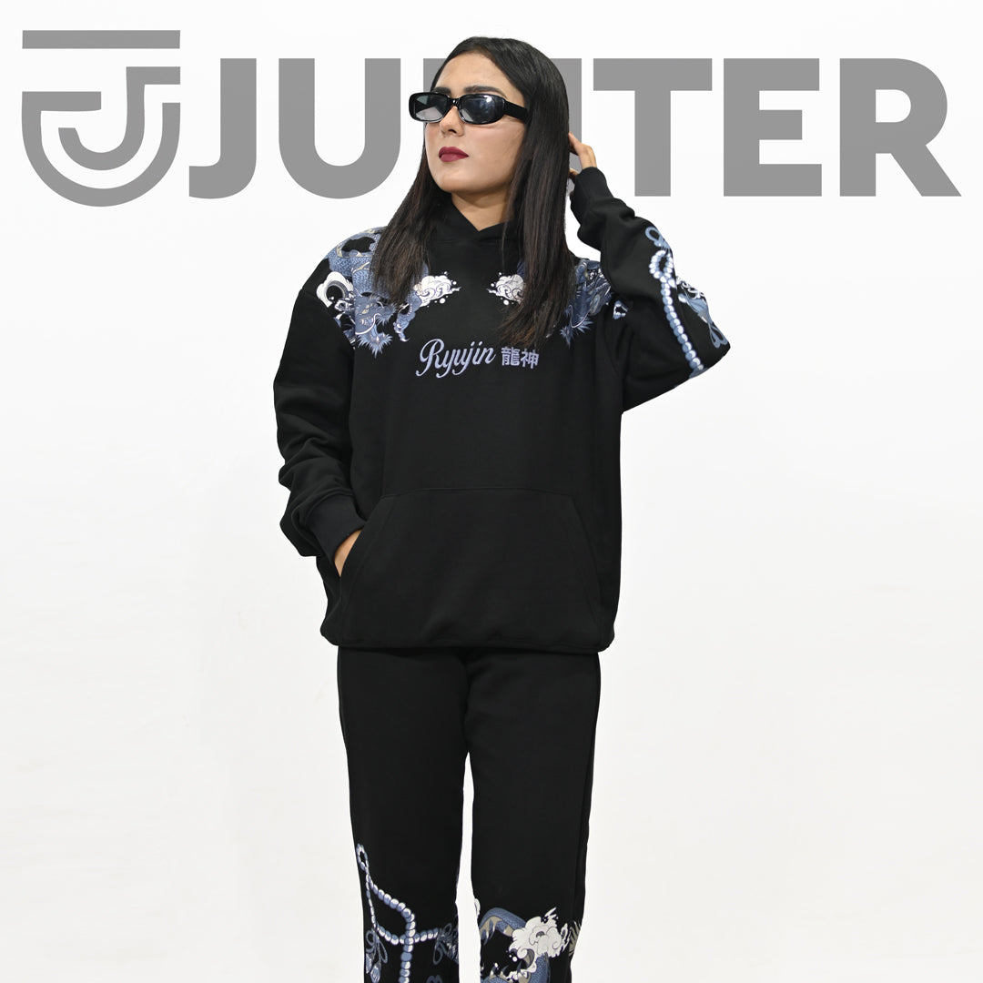 Jupiter Oversized Ember Dragon X Ryujin Vougue Fleece Trackpair For Unisex