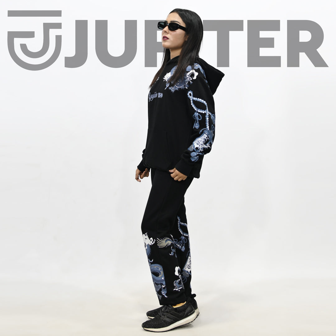 Jupiter Oversized Ember Dragon X Ryujin Vougue Fleece Trackpair For Unisex