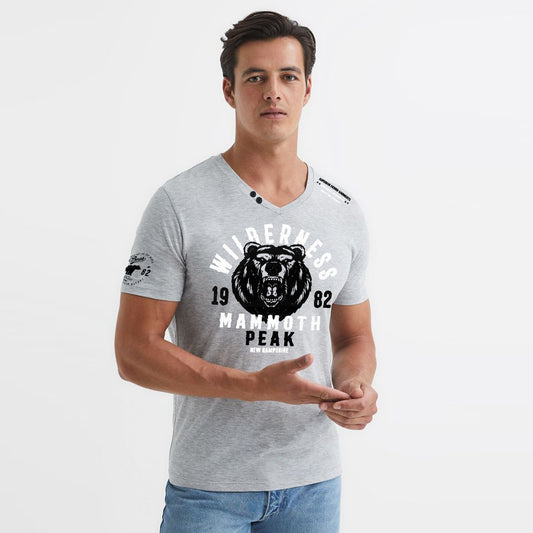 Wilderness V Neck Cotton Tee Shirt For Men