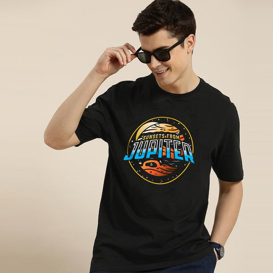 Jupiter Sunset Cotton Graphic Tee For Men