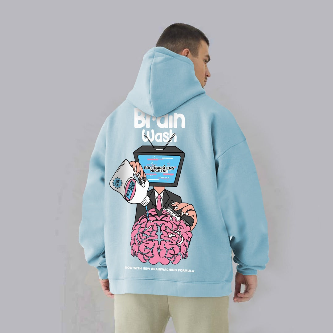 Jupiter Hotep Oversized Brain Wash Printed Hoodie