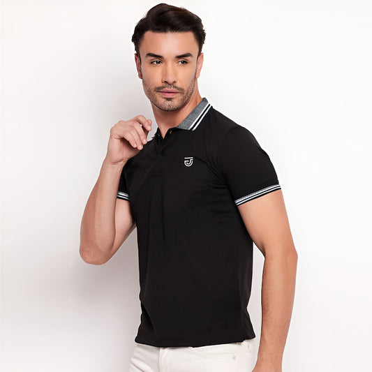 Jupiter Jacquard Collar Pique Cotton Polo For Men