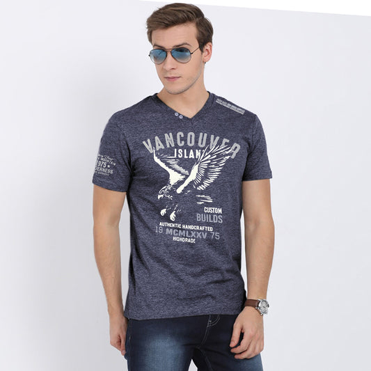 Candour Island V Neck Cotton Tee Shirt For Men