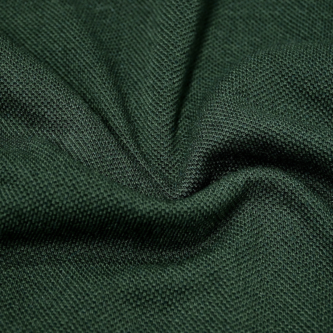 Embossed Logo Battalion Green Cotton Polo For Men