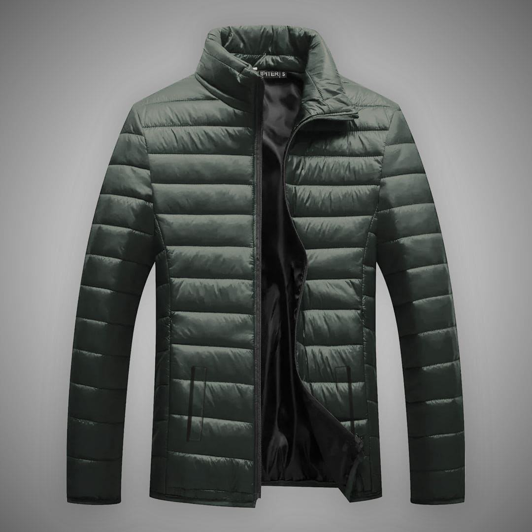 Mens olive green puffer jacket best sale