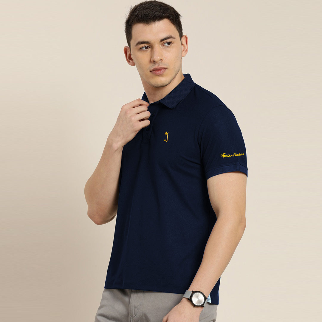 Jupiter Textured Collar Signature Logo Viscosen Soft Cotton Polo For Men