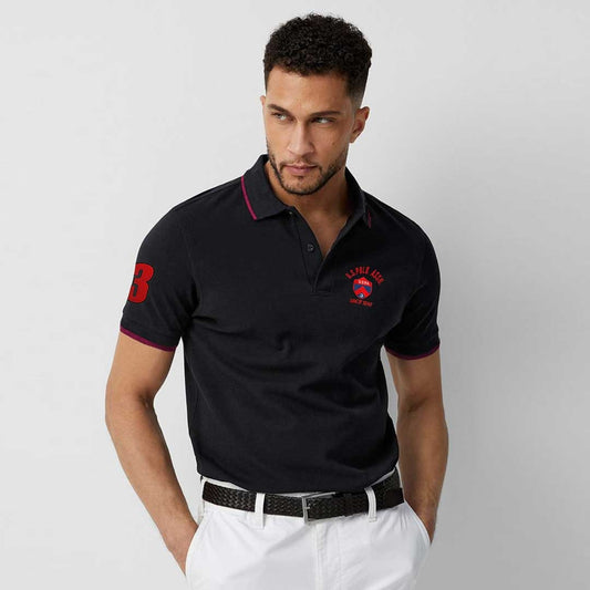 High End Premium Logo Midnight Blue Cotton Polo For Men