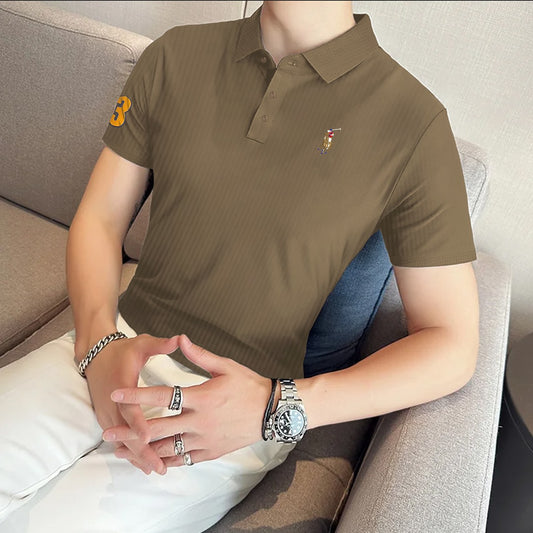 Textured Fabric Classic Logo Cotton Polo For Men