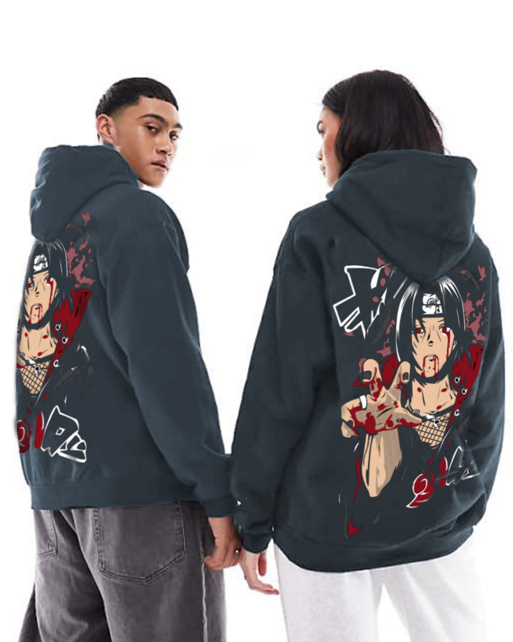 Jupiter Hotep Oversized Itachi Grey Printed Hoodie