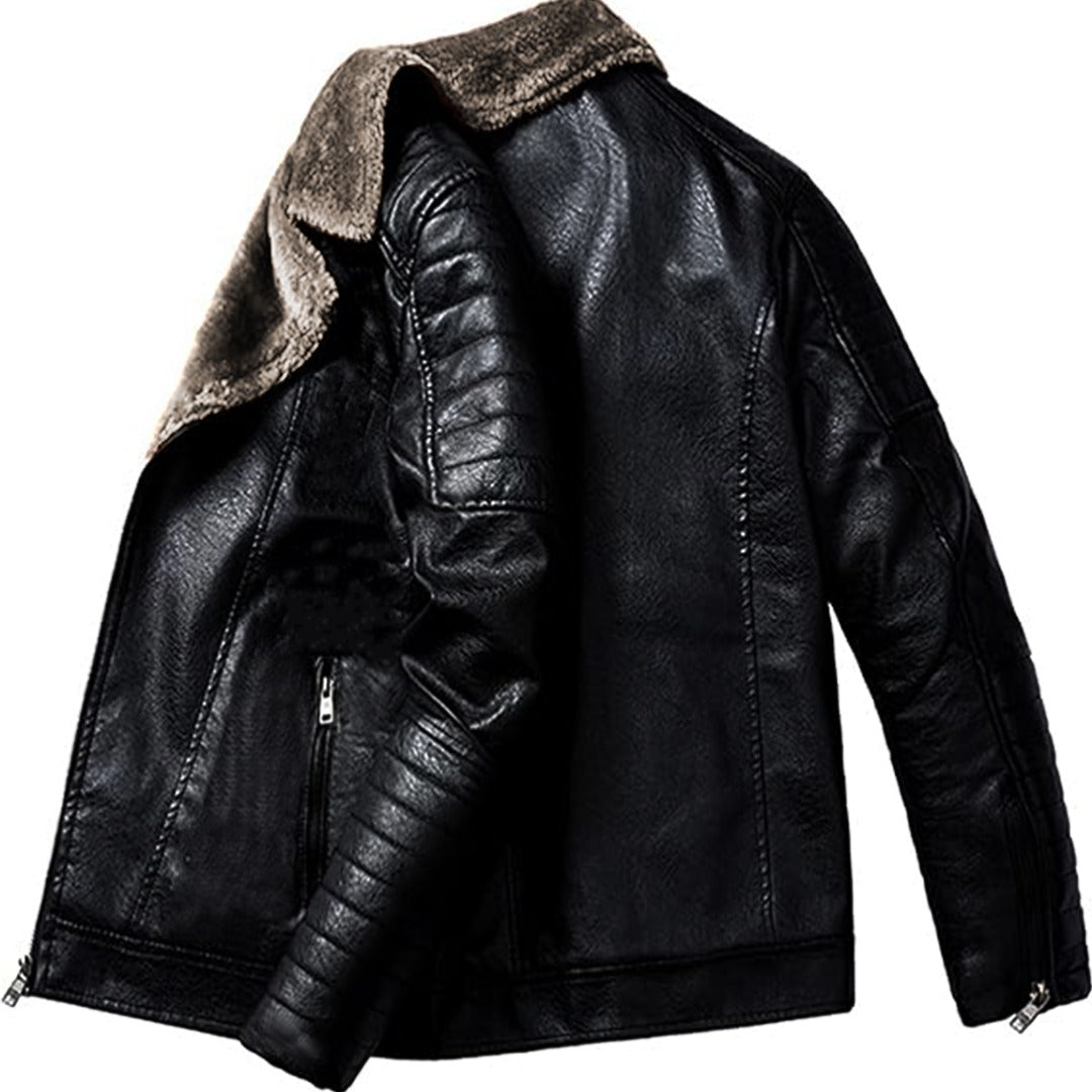 Imported Alpha Cross Zip Premiere Black Leather Jacket