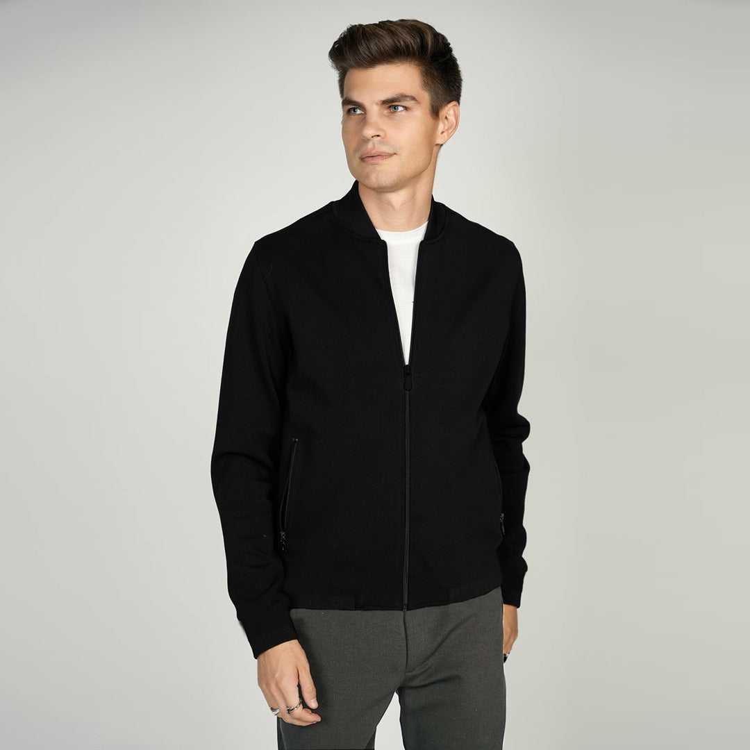 Imported Midnight Crest Woolen Bomber Jacket For Men