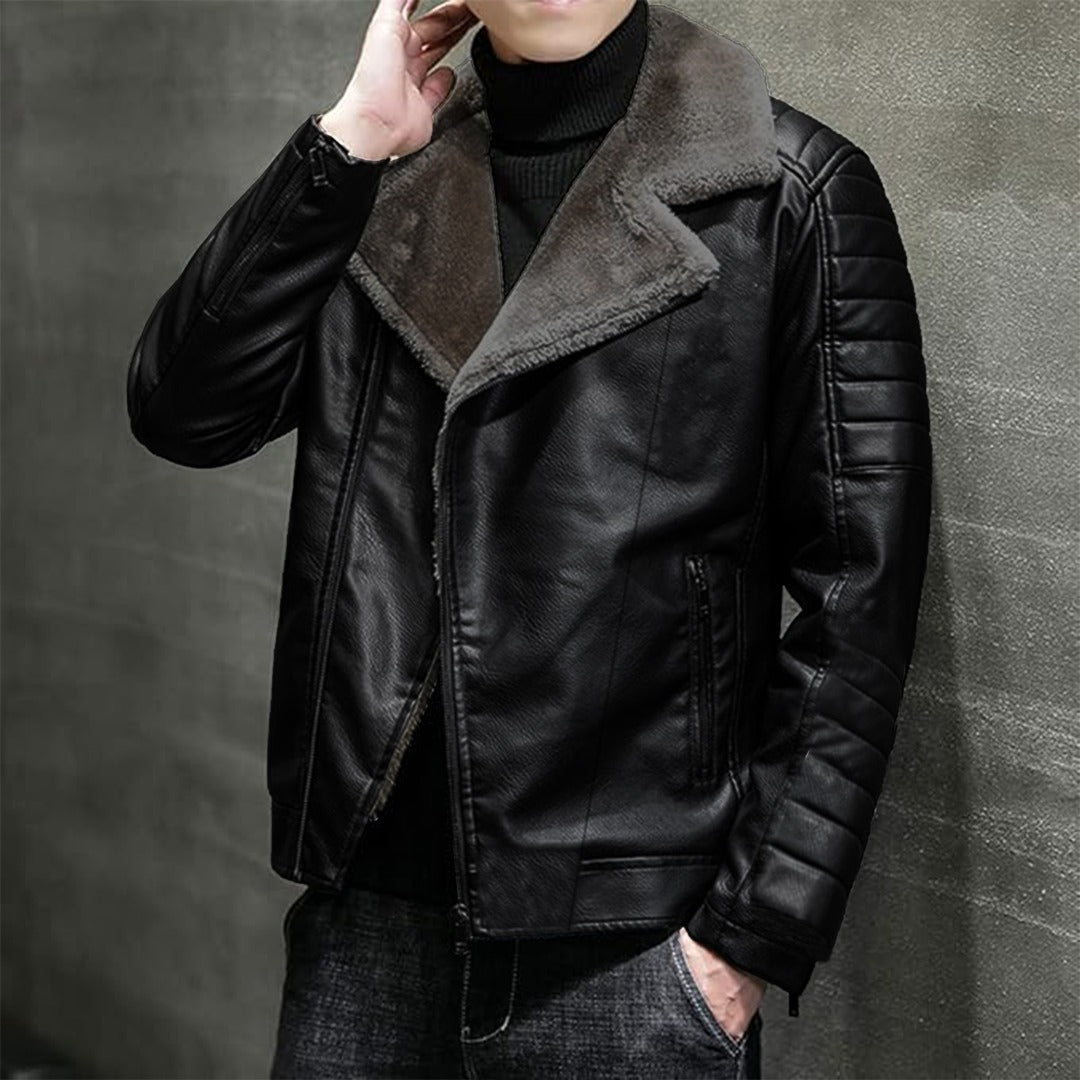 Imported Alpha Cross Zip Premiere Black Leather Jacket