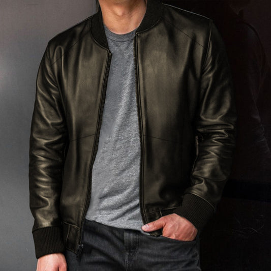 Imported Luxe Pu Leather Inside Velvet Lining Bomber Jacket