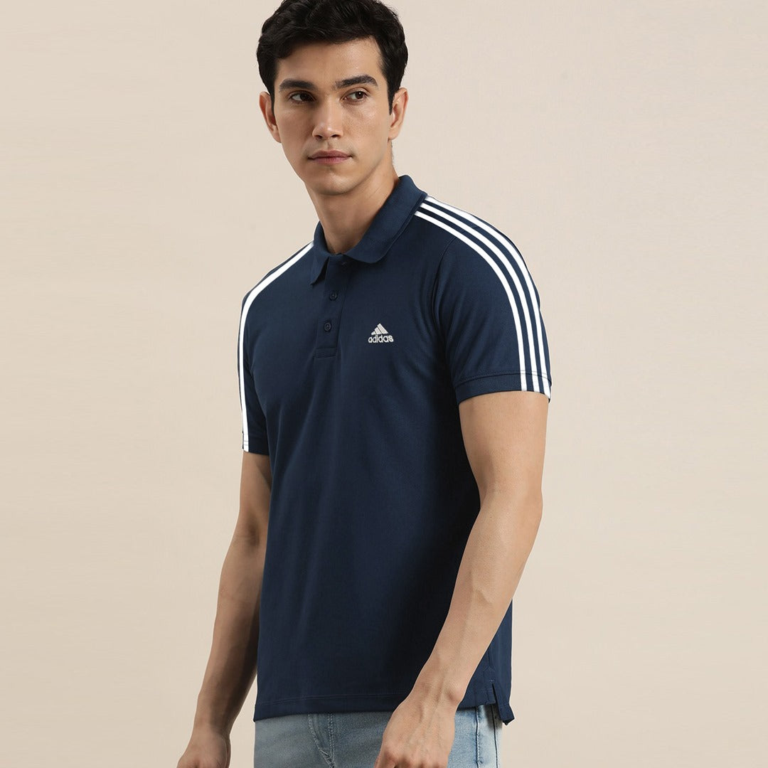 Three Stripes Classic Logo Sports Cotton Polo For Men