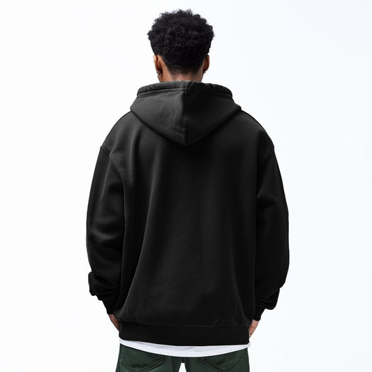 Oversized Basic Black Zipper Hoodie