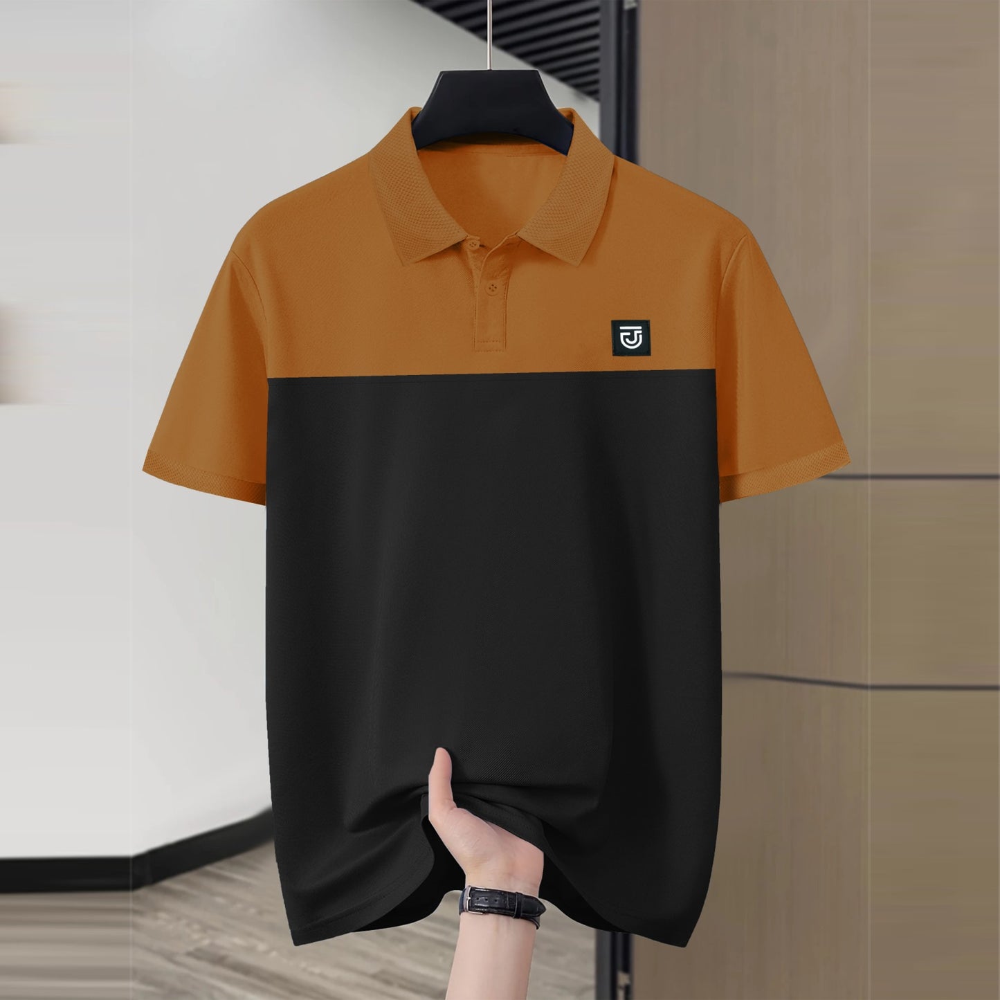Jupiter Texture Collar Superlative High Density Logo Cotton Polo For Men