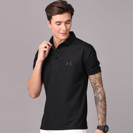 Premium 360 Stretch Playoff Black Polo For Men