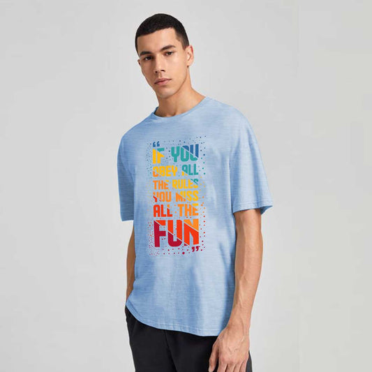 Jupiter Men's Oversized Off Shoulder Fun Print Tee Shirt
