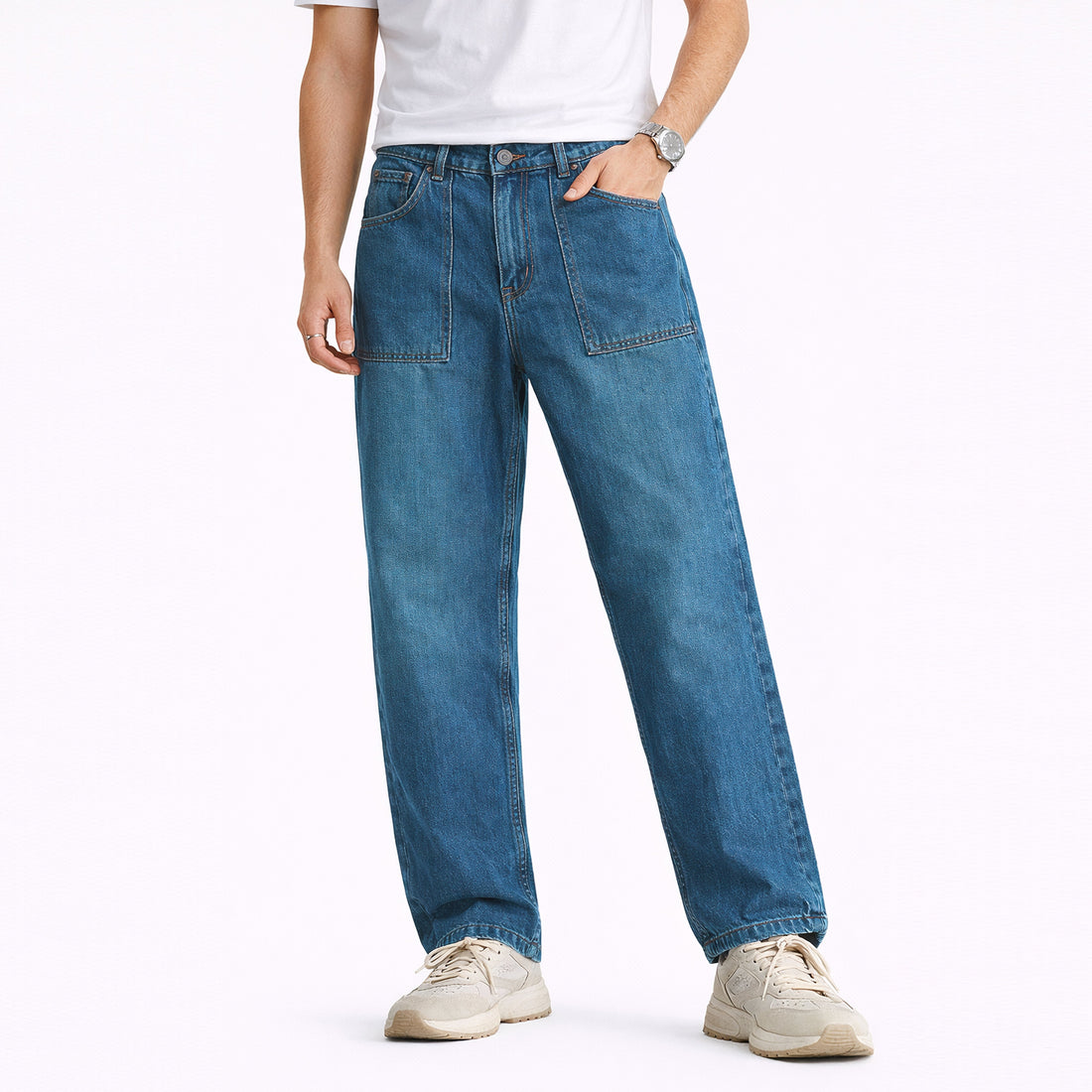 Jupiter Cross Patch Pocket Engineer Straight Denim for Men - Deeds.pk