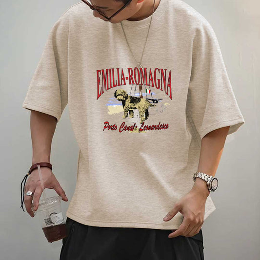 Jupiter Men's Oversized Off Shoulder Emilia Print Tee Shirt