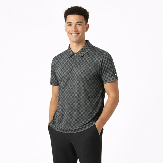 Jupiter Imported Textured Fabric Zip Neck Polos For Men