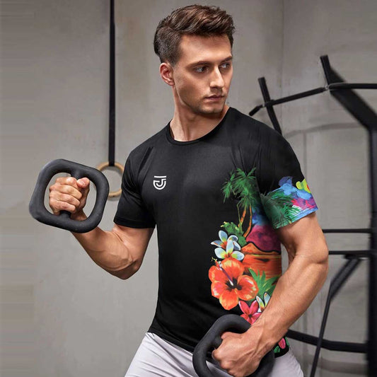 Jupiter Aesthetic Moisture Wicking Floral Side Tee Shirt