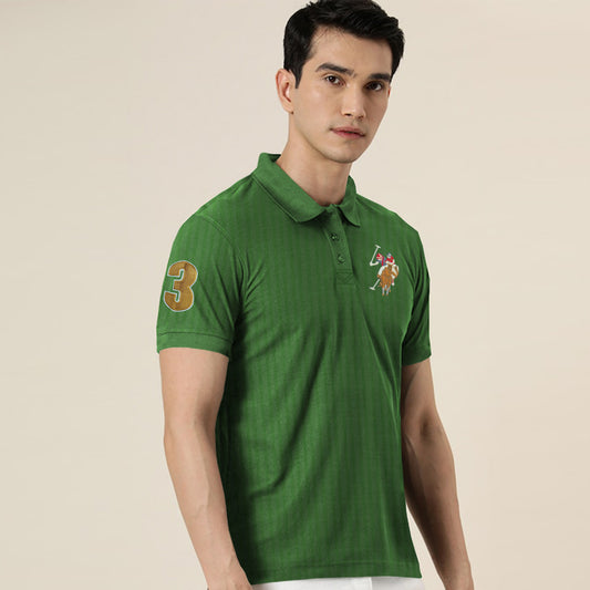 Textured Fabric Superior Logo Cotton Polo For Men