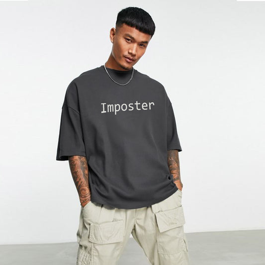 Jupiter Men's Oversized Off Shoulder Imposter Print Tee Shirt