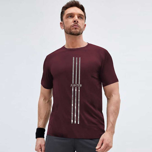 Jupiter High Gloss 3 Stripe 4 Way Stretch Compression Dry Fit Tee