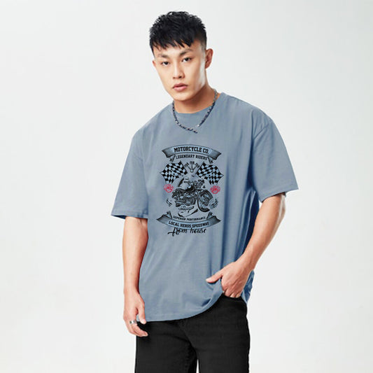 Jupiter Men's Oversized Off Shoulder Bike Rider Print Tee Shirt