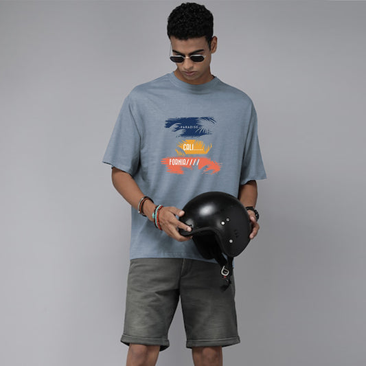 Jupiter Men's Oversized Off Shoulder Paradise Print Tee Shirt