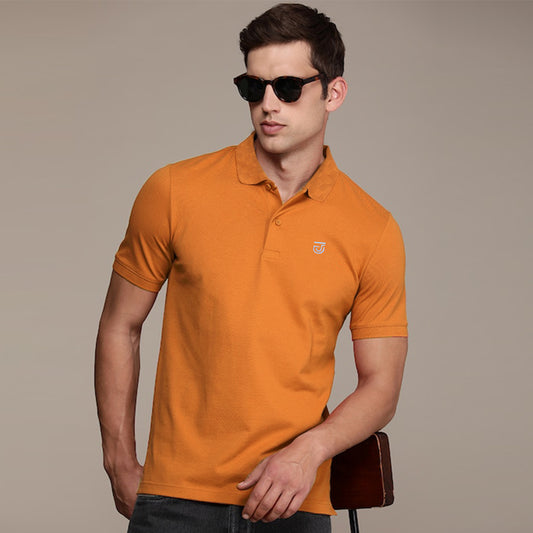 Jupiter Textured Collar Cotton Viscose Pique Polo For Men