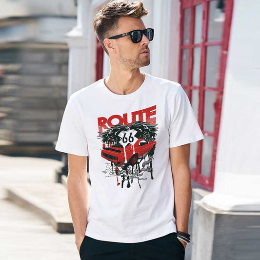 Jupiter Pro Route 66 Graphic Men Cotton Tee