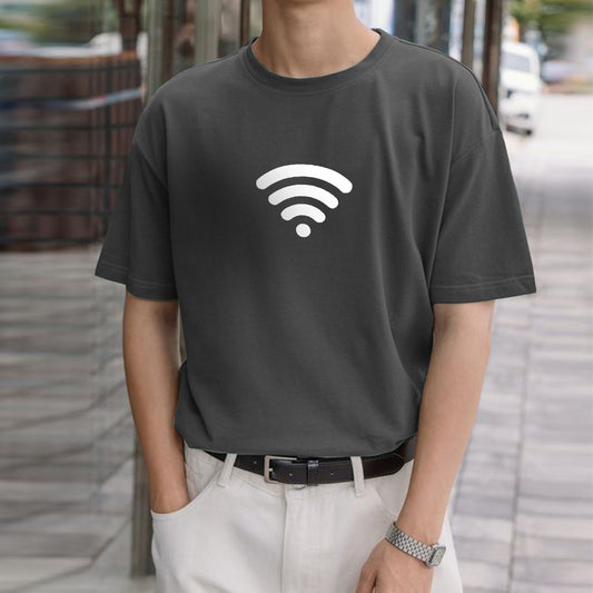 Jupiter Men's Oversized Off Shoulder Wifi Print Tee Shirt
