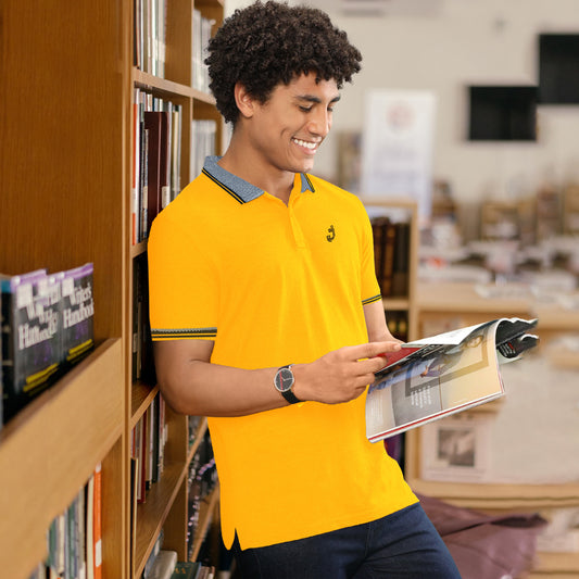 Jupiter J Logo Jaquard Collar Men Cotton Polo