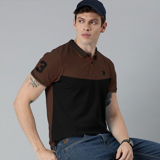 Prime Logo Curve Block Men Cotton Polo