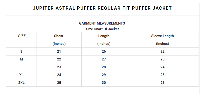 Jupiter Astral Puffer Regular Fit Puffer Jacket