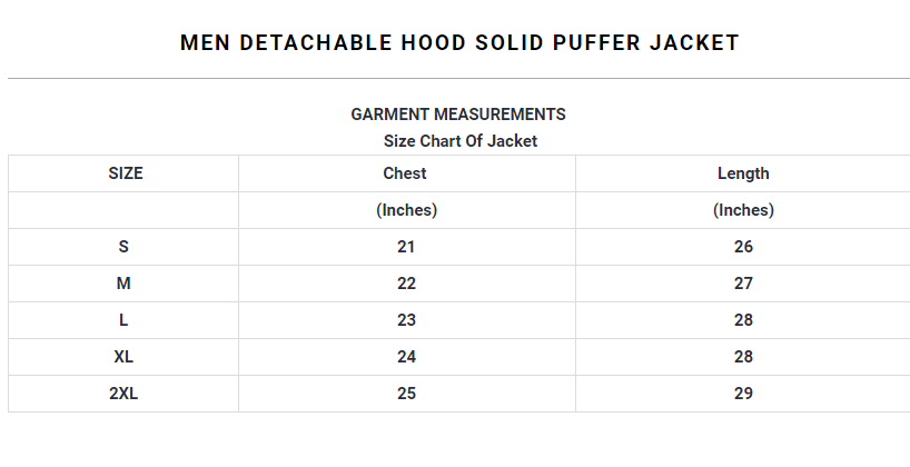 Men Detachable Hood Solid Puffer Jacket