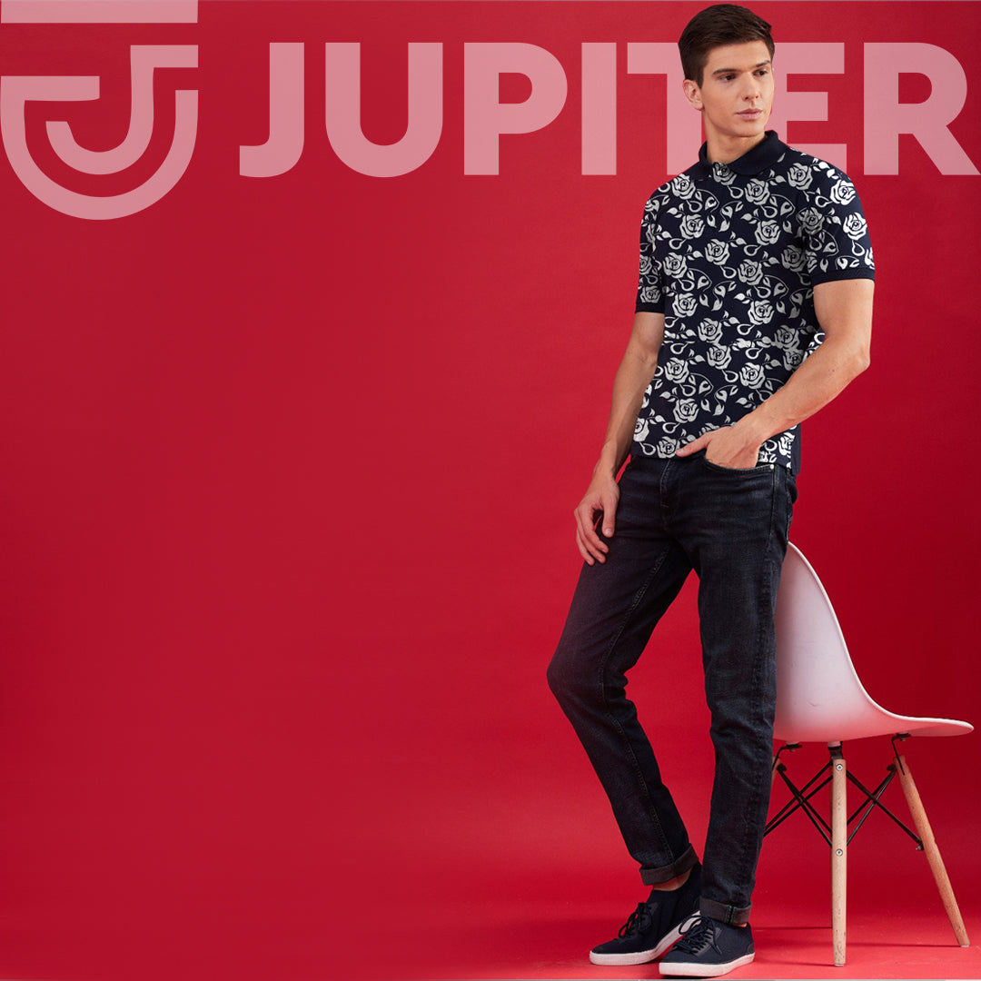 Jupiter Floral All over printed cotton Polos