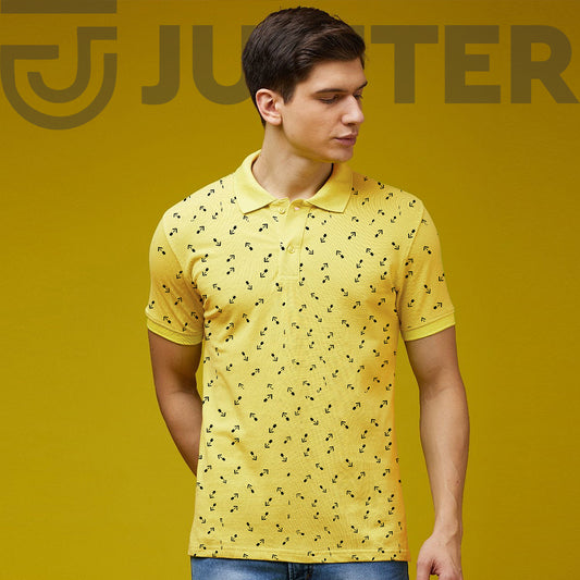 Jupiter Arrow pattern all over print cotton polos