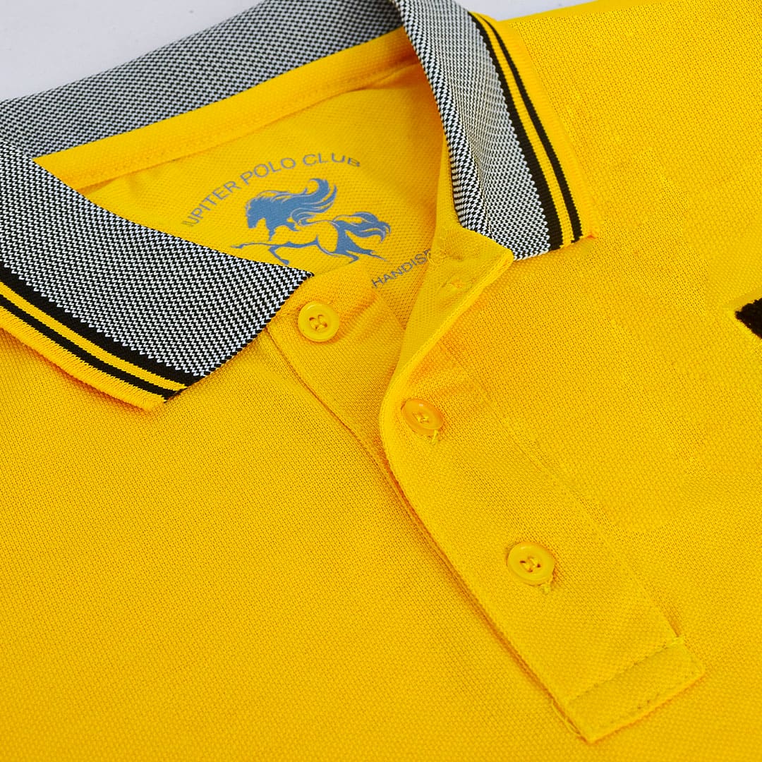 Jupiter Jacquard Collar Chenille Embroidered Logo Men Cotton Polo
