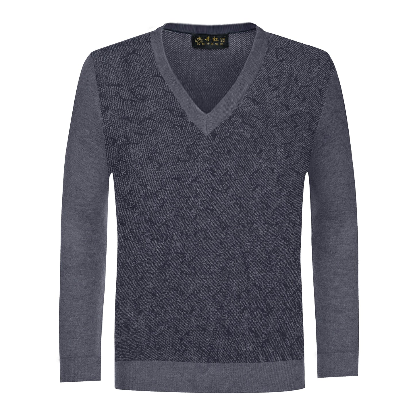 Men V Neck Long Sleeves Synthetic Wool Sweaters